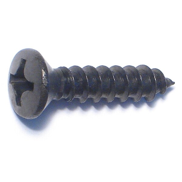 Midwest Fastener Sheet Metal Screw, #12 x 1 in, Black Steel Oval Head Phillips Drive, 10 PK 79496 - main